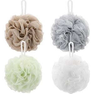 Tbestmax 4 Pack Mesh Poef Bad Spons - Mesh Loofah Body Exfoliërende Douche Bal Douche Spons
