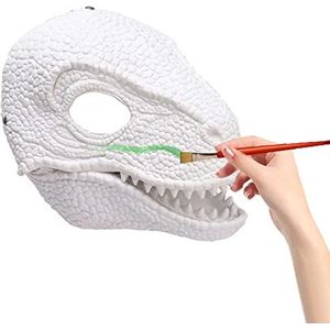 LIBOOI Dino masker bewegende kaak, latex masker bewegende kin met realistische textuur en kleur, partij dier masker, dinosaurus hoofd cosplay masker voor Halloween, wit doe-het-zelf, 24,8 x 19,1 x 21