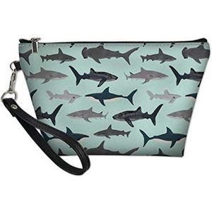 SEANATIVE Mode vrouwen make-up koppeling tas met handvat mannen haaien lederen cosmetische tas sieraden accessoires collectie