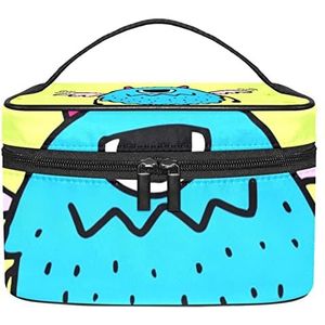 Monster gele make-up organizer tas, reismake-up tas organizer case draagbare cosmetische tas voor vrouwen en meisjes toiletartikelen, Meerkleurig, 22.5x15x13.8cm/8.9x5.9x5.4in