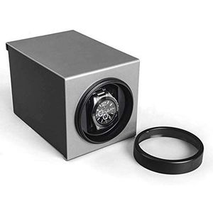 Kijkopwinder voor 1 horloge Aluminiumlegering Display Deluxe Stille motor Antimagnetische houten doos 2 Voedingsmodus - 18,5 x 11,2 x 11,4 cm