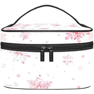 Make-up Organizer Bag, Reizen Make-up Tas Organizer Case Draagbare Cosmetische Tas voor Vrouwen en Meisjes Toiletartikelen Koraal Rode Sneeuwvlok-01, Meerkleurig, 22.5x15x13.8cm/8.9x5.9x5.4in