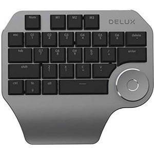 1 Pc Draagbaar 28-Key Bedraad Single-Handed Designer Michanical Keyboard met draaiknop (zwart)