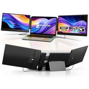 14” Laptop Schermverlenger, S3 FHD 1080P IPS Drievoudige Draagbare Monitor voor Laptop, HDMI/USB-A/Type-C Plug and Play, Compatibel met Windows/Mac/Android/Chrome/Switch/PS5