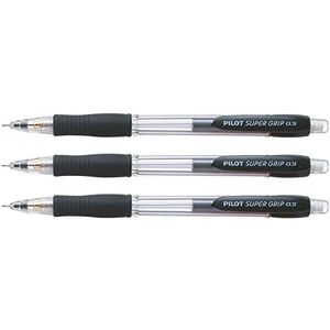 Pilot Super Grip H-185SL vulpotlood, 0,5 mm, zwart, 3 stuks