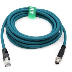 HangTon M12 Ethernet 8 Pin X-Code RJ45 CAT-7e GigE Kabel voor Basler Cognex Vision Camera Sensor Barcode Reader PLC Router Schakelaar Netwerk 1M