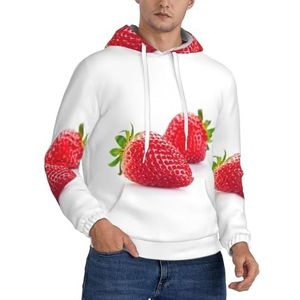 Jkkghll Aardbeienprint Mannen Hooded Warme Lichtgewicht Trui Voor Winter Herfst En Lente Casual Wear, Zwart, XS