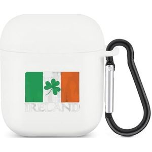 Ierland St. Patrick's Day schattig hoesje voor AirPods 2 & 1 schokbestendige beschermende hoofdtelefoon hoesjes cover met sleutelhanger voor mannen vrouwen