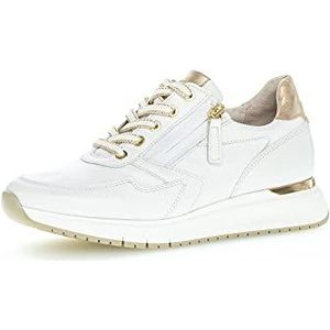 Gabor Low-Top sneakers voor dames, lage schoenen, uitneembaar voetbed, breed (H), Wit Platino 51, 39 EU Breed