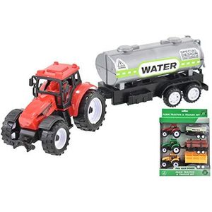 KandyToys 3-delige plastic tractor-aanhangwagens, landbouwvoertuigen, speelgoed-speelset