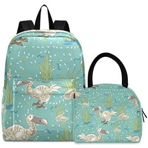 Blauwe Kiwi-eend boekentas, lunchpakket, schoudertas, rugzak, boekentas, kinderrugzak, geïsoleerde lunchbox-tas voor meisjes en jongens, Patroon., Medium