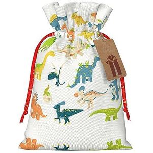 Cartoon dinosaurus afbeeldingen afdrukken vakantie trekkoord geschenkzakken, inpakzakken zakjes kerstcadeautjes (medium klein)