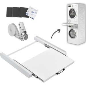 Dastium Home - Universele Stapelkit met Uitschuifbaar Werkblad - Tussenstuk voor Wasmachine en Droger