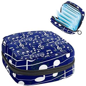 Periode Pouch Draagbare Tampon Opbergtas,Tampon Houder voor Portemonnee Vrouwelijke Product Organizer,Blauwe Muziek Opmerking, Meerkleurig, 4.7x6.6x6.6 in/12x17x17 cm