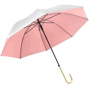 Paraplu Regenparaplu's Winddichte Golfparaplu Eenvoud Verzilverde Stokparaplu Automatisch Open Haakhandvat J Cane Umbrella Paraplu's Zakparaplu Reisparaplu (Color : Rosa, Size : 87cm)