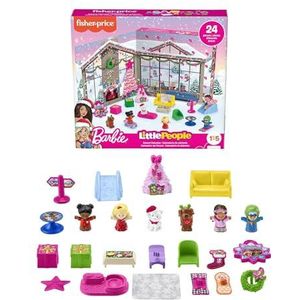 Fisher-Price Little People Barbie Adventskalender en Peuterspeelset, 24 kerstfiguren en speeltjes HMK85