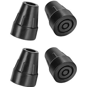 supregear Riet Tip, 19 mm Non-Slip Vervanging Cane Tip voor Walking Cane Crutch Vouwen Cane Accessoire, 4 Pack, Zwart