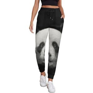 Panda Beer Gezicht op Zwarte Vrouwen Joggingbroek Running Joggers Broek Casual Broek Elastische Taille Lange Met Zakken