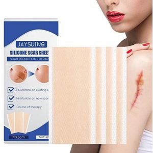 4 Stks/set Siliconen Littekenplaten Siliconen Litteken Tape Littekenvervager Siliconen Littekenvellen Siliconen Litteken Pleisters Voor Striae Chirurgie C Sectie Keloïden Brandwonden 7,5x4cm