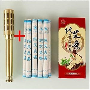 Rookloze moxastokjes， 12 in 1 Koperen Moxa Stick Box Instrument 10 Sticks(Ivory)