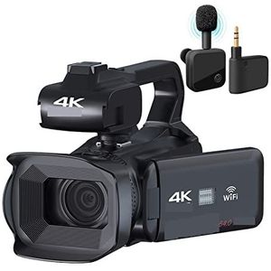 Videocamera, 18x zoom Full 4K professionele camcorder 4""Touch Screen 64MP Video Camera Time Lapse Digitale Recorder Streaming Webcam(32G SD Card,With Microphone)
