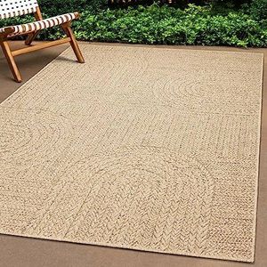 Teppich-Traum Tapijt voor binnen en buiten, 200 x 290 cm, sisal-look, naturel, beige-bruin, tuin, terras, balkon