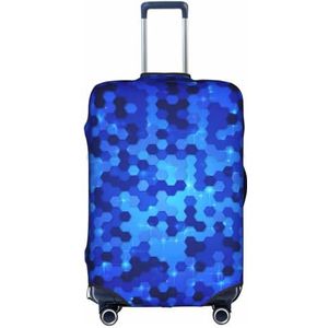 OdDdot Cartoon giraffe print stofdichte koffer beschermer, anti-kras koffer cover, reizen bagage cover, Blauw zeshoek patroon, S