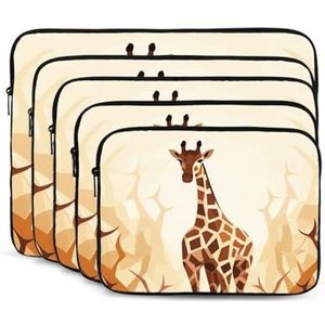 Wild Animal Giraffe Patroon Print Laptop Sleeve Case Draagbare Computer Tas Draagtas Kleine Laptop Tas Voor Vrouwen Mannen 17 inch