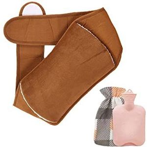 SMEXXY Warmwaterzak rubberen warmwaterfles met hoes, warmwaterflessen voor pijnbestrijding handwarmer kantoor Hot Pouch, verwarming waterfles tas, donkerbruin