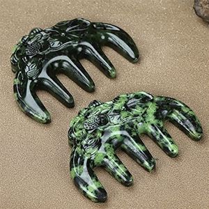 Tibetaanse Jade Kam Brede Tanden Gua Sha Massage Tool Hoofdhuid Relax Lichaam Meridiaan Schrapen Natuursteen Magnetische Therapie Kam 1Pcs