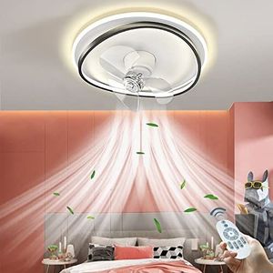 LED Met Verlichting Plafondventilator 360° Roerbare Hoofd Afstandsbediening Fan Plafondventilator Mute Fan Dimbare Plafondventilator Voor Kroonluchter Slaapkamer Eetkamer 45W (Color : B)