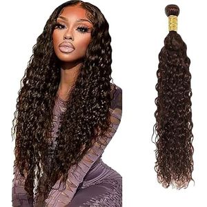 Salharer Water Wave Human Hair Bundles Single Extensions Machine Double Wefts Unprocessed Remy Weave Chocolate Brown Color for Woman 12 Inch