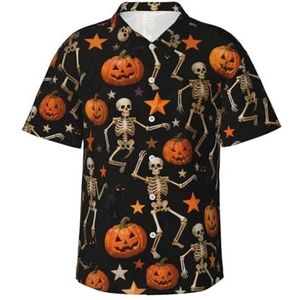 Hawaiihemd voor heren, strand, korte mouwen, button-down-shirt, zomer, strand, tops met zak, S-3XL, Halloween Sterren Schedels Kat, S