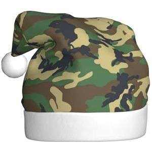 ErKaL Groene Militaire Camo Gedrukt Kerstman Hoed,Kerstmuts Voor Volwassenen,Pluizige Kerst Kerstman Hoed Voor Vrouwen Heren Vakantie Party