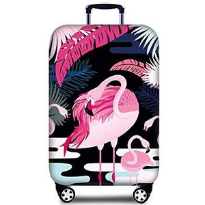 Chickwin Bagagehoes, elastische kofferhoes, wasbaar, print, flamingo, anti-kras, stofdicht, hoes, kofferbeschermhoes, van 45 tot 81 cm., roze, M (21-24)