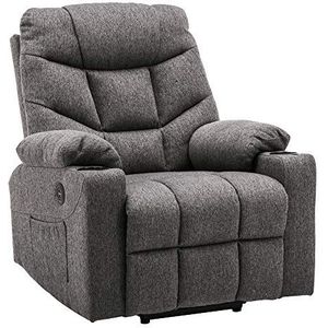 MCombo 7286 Relaxstoel met elektrische hulp om op te staan, televisiestoel, retro-/vintagestijl met USB, ligpositie tot 140°, 85 x 94 x 100 cm