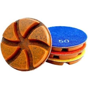 DHRCONPA 4 stuks 3 inch koperen diamantpolijstpads for het slijpen van graniet, marmer en beton