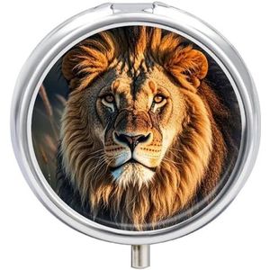 Een Leeuw Pil Doos Waterdichte Draagbare Geneeskunde Pil Case Vochtbestendige Metalen Reizen Pil Doos Met 3 Compartiment Geneeskunde Case