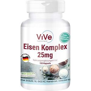 IJzer Complex 25mg - 180 Capsules - HOGE DOSIS - VEGAN - Gemaakt in Duitsland