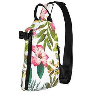 WOWBED Hibiscus FlowersPrinted Crossbody Sling Bag Multifunctionele Rugzak voor Reizen Wandelen Buitensporten, Zwart, One Size