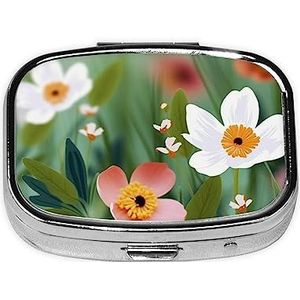 Lente Bloem Pillendoos Metalen Pil Organizer Case Draagbare Pillendoos voor Pocket of Portemonnee Decoratieve Geneeskunde Organizer Vitamine Container