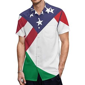 Amerikaanse Italiaanse vlag heren Hawaiiaanse shirts korte mouw casual shirt button down vakantie strand shirts 2XL