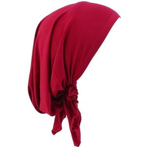 yeeplant Dames ademende zachte katoenen slouchy hoed - elastische tulband hoofddoek effen kleur beanie voor warmte in de winter en koelte in de zomer, Wijn Red11, Eén Maat