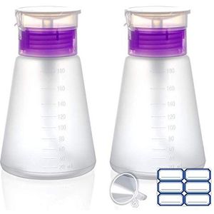 XILAZAB Aceton-fles, pompdispenser, afsluitbaar, alcoholpomp, dispenserfles, nagellakverwijderaar, pompfles, 100/180 ml, vloeistofdispenser, pompfles (2 x 180 ml, paars)