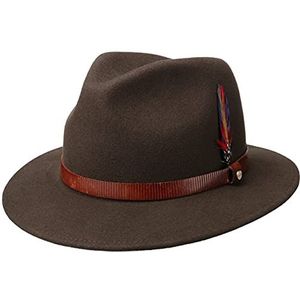 Stetson Manton Traveller Wolvilthoed Heren - hoed vilthoed met voering leren band voor Herfst/Winter - L (58-59 cm) bruin