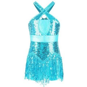 Gymnastiekpak voor meisjes, body met franjes voor Latijnse dans, cha-cha voor kinderen, show-kostuum met kwasten en glinsterende pailletten, jazz voor tango voor meisjes, maat 4-16