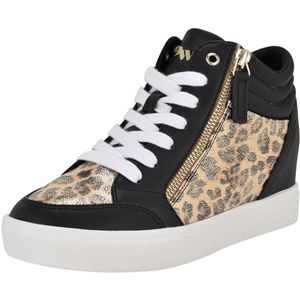 NINE WEST Dames Tons8 Sneakers, Gold Shimmer Leopard Zwart Multi 710, 41 EU