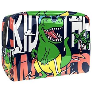 Cool Fantasy Dinosaurus Vakantie Print Reizen Cosmetische Tas voor Vrouwen en Meisjes, Waterdichte Make-up Tas Rits Pouch Toiletry Organizer, Meerkleurig, 18.5x7.5x13cm/7.3x3x5.1in, Modieus