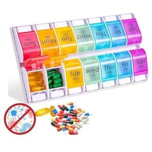 Pill Holder, Am/Pm Weekly Pill Organizer Travel, BPA Free Day Night Pill Carrier For Daily Home Outdoors (Size : 14 grids)