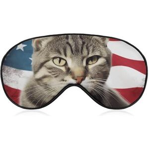 Cat USA Flag Oogmasker voor dames en heren, ademend en verstelbaar oogmasker, ultrazacht slaapmasker, lichtgewicht reisblinddoek voor vliegtuig, dutje, nachtslapen